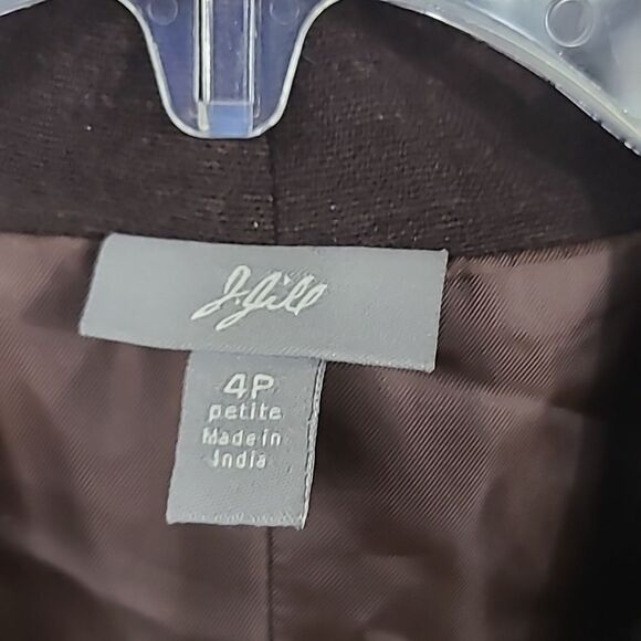 J.Jill Petite Brown Wool Lightweight One-Button Blazer Fold Up Cuff Suit Jacket - Picture 3 of 13